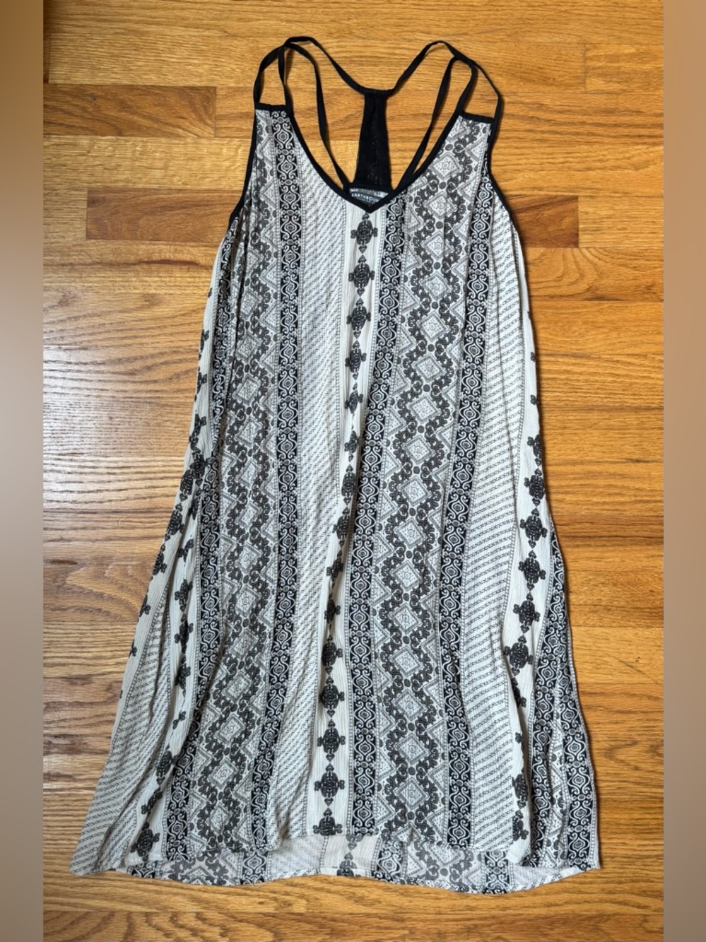 Earthbound Trading Co Black and White Printed Racerback Tank Dress - Worn Once